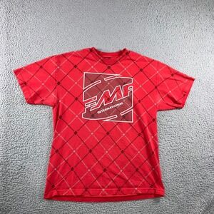 Vtg Flying Machine Factory T-Shirt Men L Red Graphic All Over Print Distressed‎